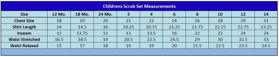Rmf Scrubs Size Chart